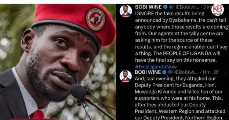 Bobi Wine yateye utwatsi ibyavuye mu matora by'agateganyo avuga ko ari baringa